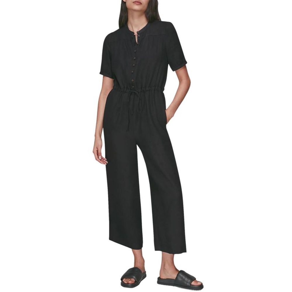 Whistle Womens Button Front Linen Jumpsuit US 12 Black UK 16 - NWT $279